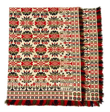 Woven coverlet    dated 1844    The