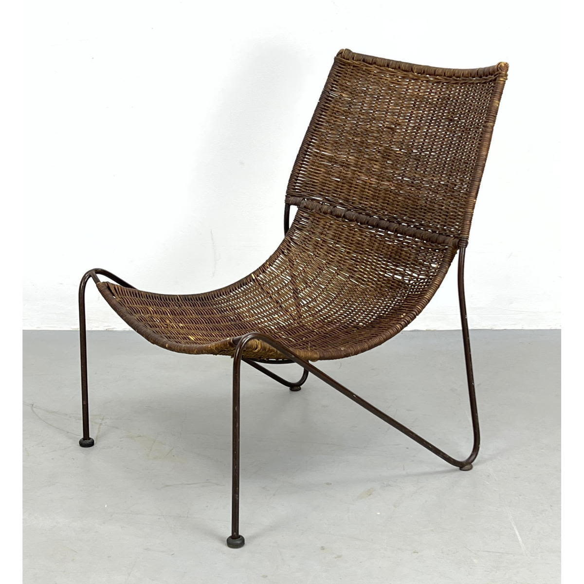 Woven Rattan and Metal Sling Lounge