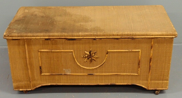 Woven rattan covered storage box