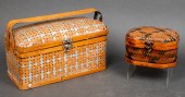 WOVEN RATTAN & METAL LIDDED BA