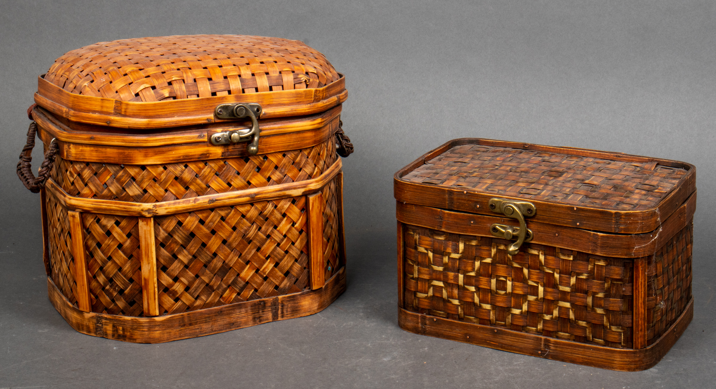 WOVEN RATTAN & METAL LIDDED