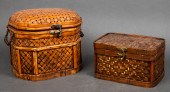 WOVEN RATTAN & METAL LIDDED BA