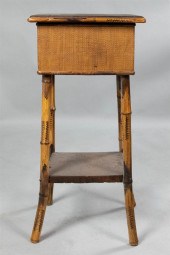 WOVEN SEWING BOX ON BAMBOO STA