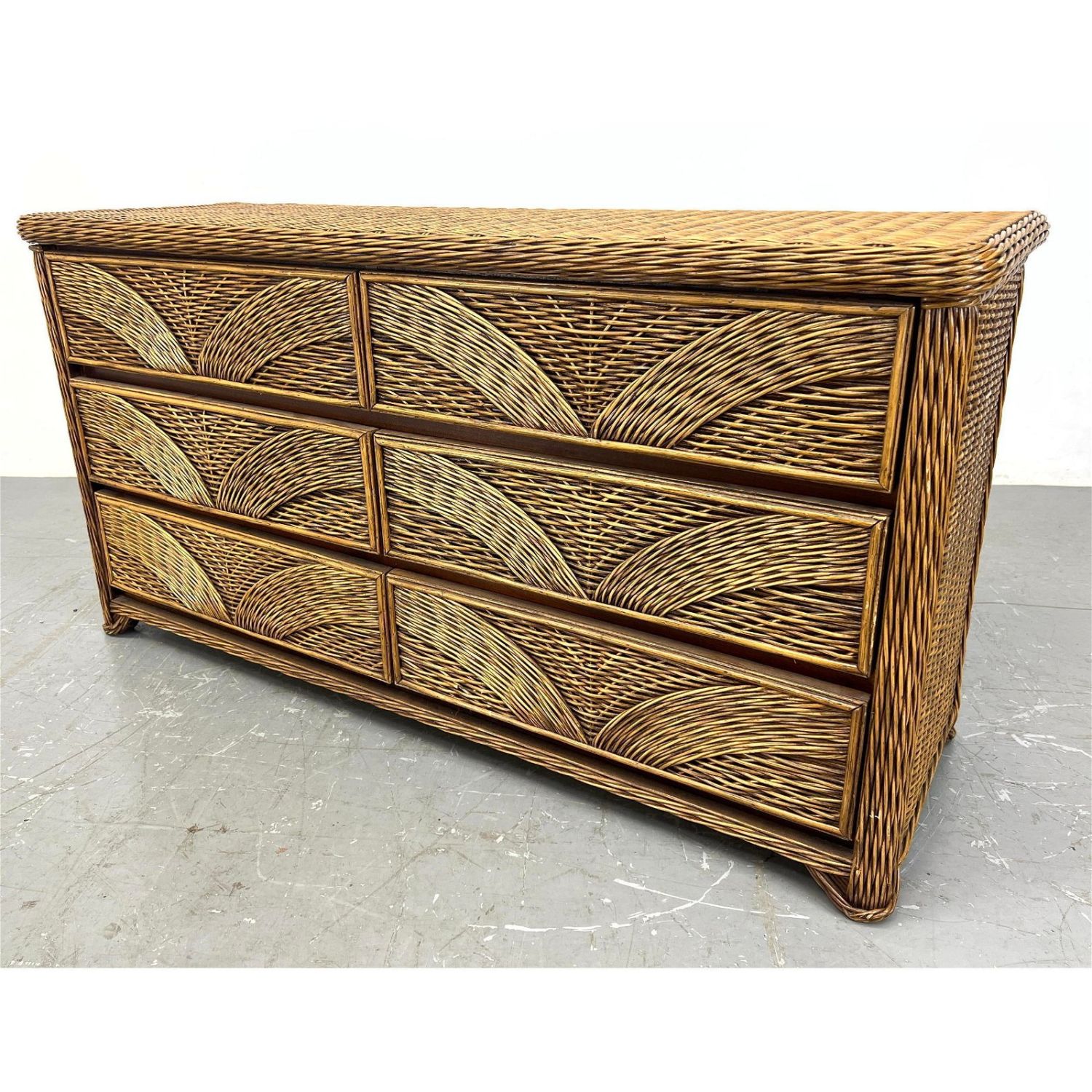 Woven Wicker 6 Drawer Chest