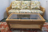 WOVEN WICKER SOFA & COFFEE TAB
