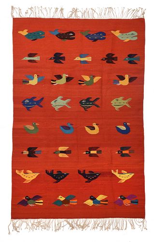 WOVEN WOOLEN RUG20th century, red