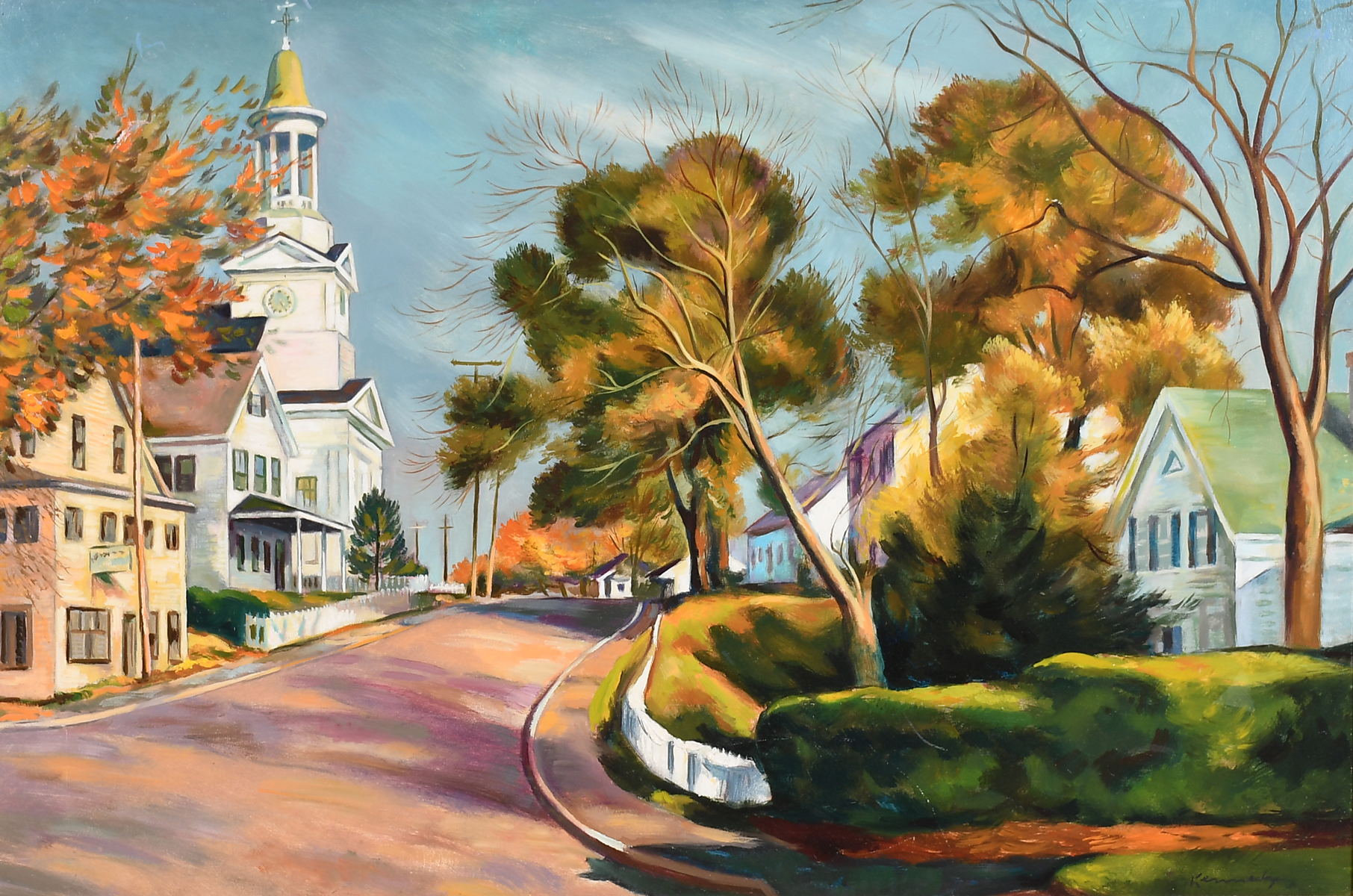 WPA-ERA TOWNSCENE: OIL/Canvasboard,