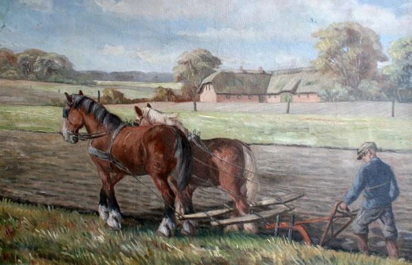 WPA STYLE FARMING SCENE: