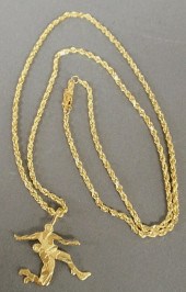 Wrestlers pendant on chain 14k
