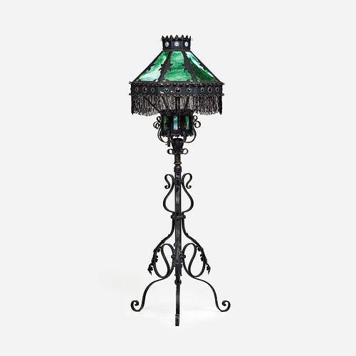 WROUGHT FLOOR LAMP WITH GREEN