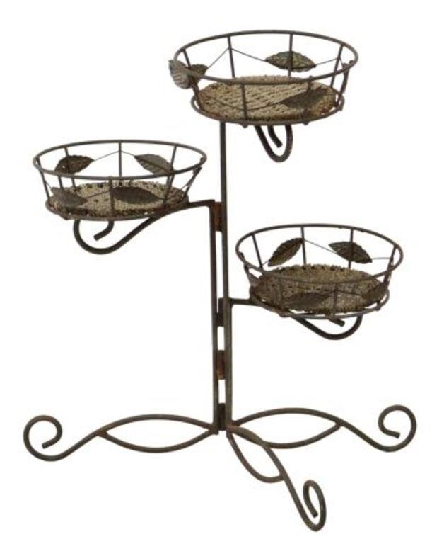 WROUGHT IRON 3-TIER SCROLLED