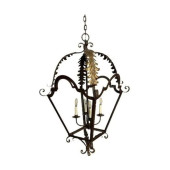 WROUGHT IRON AND BRASS LANTERN