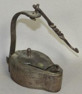 WROUGHT IRON BETTY LAMPca. lat