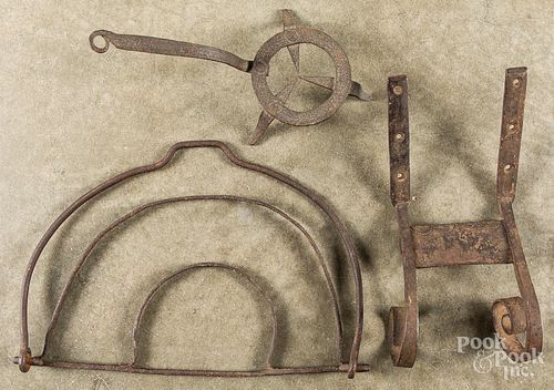 WROUGHT IRON BOOTSCRAPE, TRIVET,
