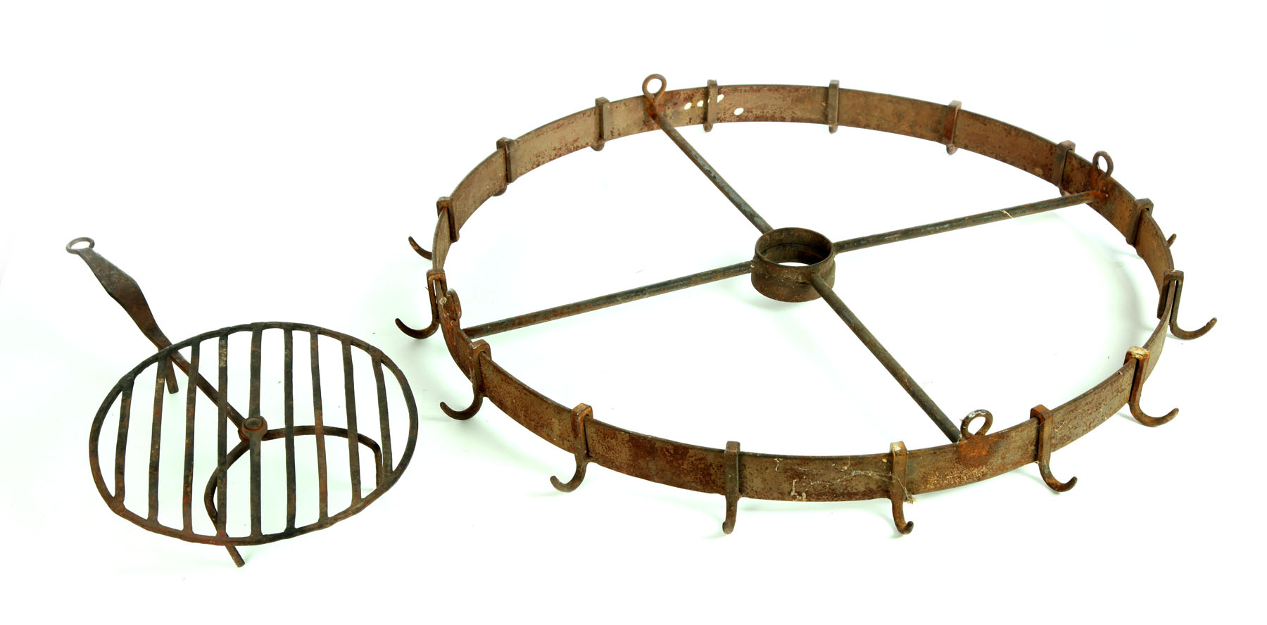 WROUGHT IRON BROILER AND GAME RACK.