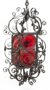 WROUGHT IRON & BULLSEYE GLASS