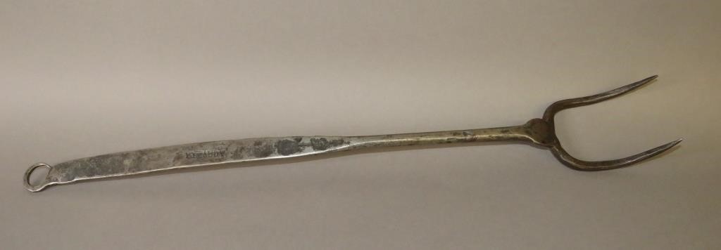 WROUGHT IRON BUTCHER FORK SIGNED L.