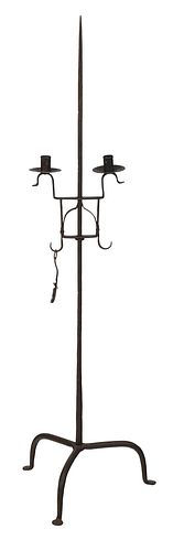 WROUGHT IRON CANDLE HOLDER AND WICK