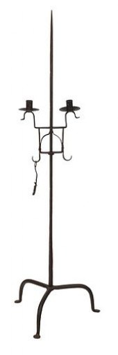 WROUGHT IRON CANDLE HOLDER AND