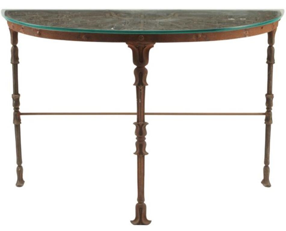 WROUGHT IRON DEMILUNE CONSOLE