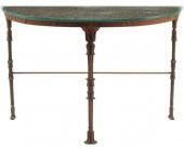 WROUGHT IRON DEMILUNE CONSOLE