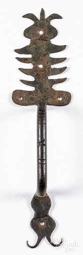 WROUGHT IRON DOOR LATCH, 19TH