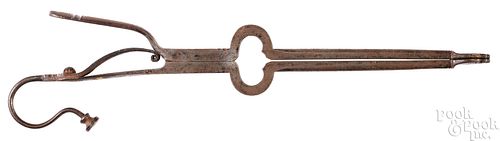 WROUGHT IRON EMBER TONGS, 19TH