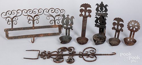 WROUGHT IRON FAT LAMPS, UTENSIL