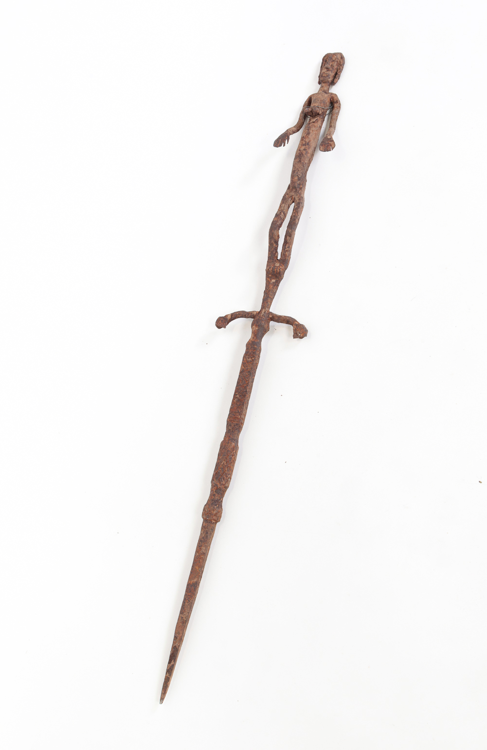 WROUGHT IRON FIGURAL SPIKE.