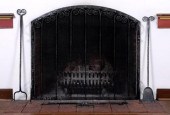 Wrought iron fire screen and t