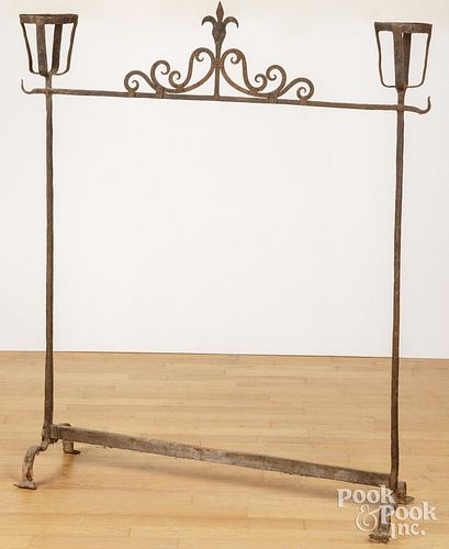 WROUGHT IRON FIREPLACE RACK WITH