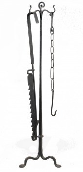 WROUGHT IRON FIREPLACE STAND W