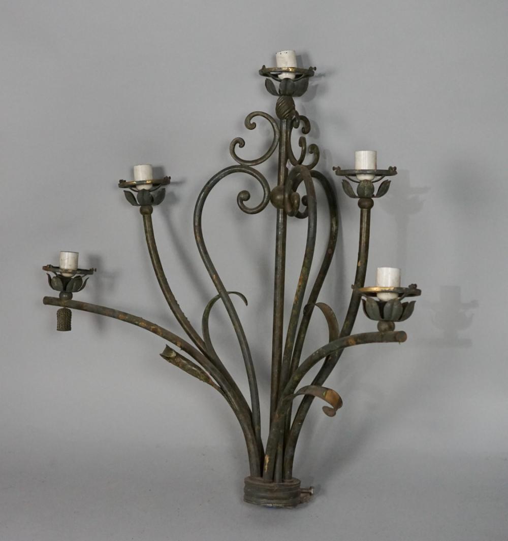 WROUGHT IRON FIVE-LIGHT WALL