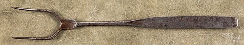 WROUGHT IRON FLESH FORK, 19TH