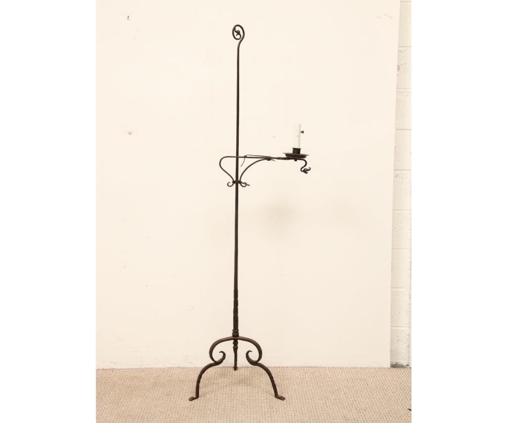 Wrought iron floor lamp, circa