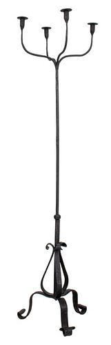 WROUGHT IRON FOUR LIGHT CANDLE