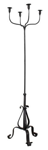 WROUGHT IRON FOUR LIGHT CANDLE