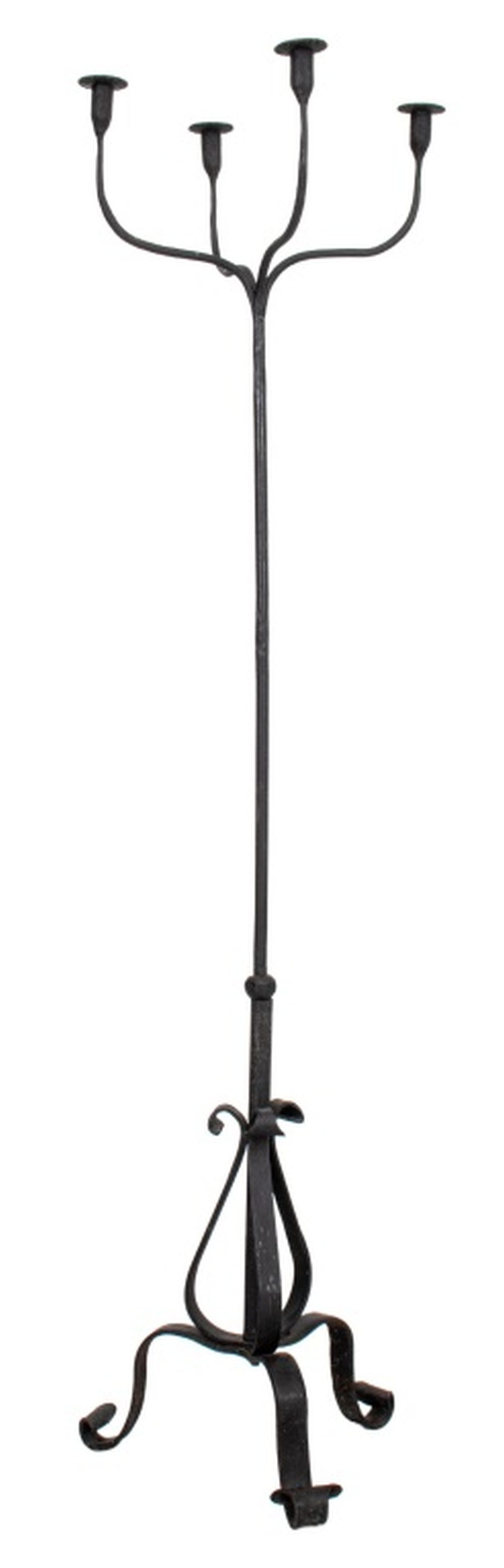 WROUGHT IRON FOUR LIGHT CANDLE