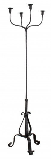 WROUGHT IRON FOUR LIGHT CANDLE