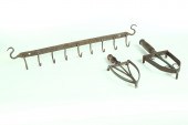 WROUGHT IRON GAME RACK AND TWO