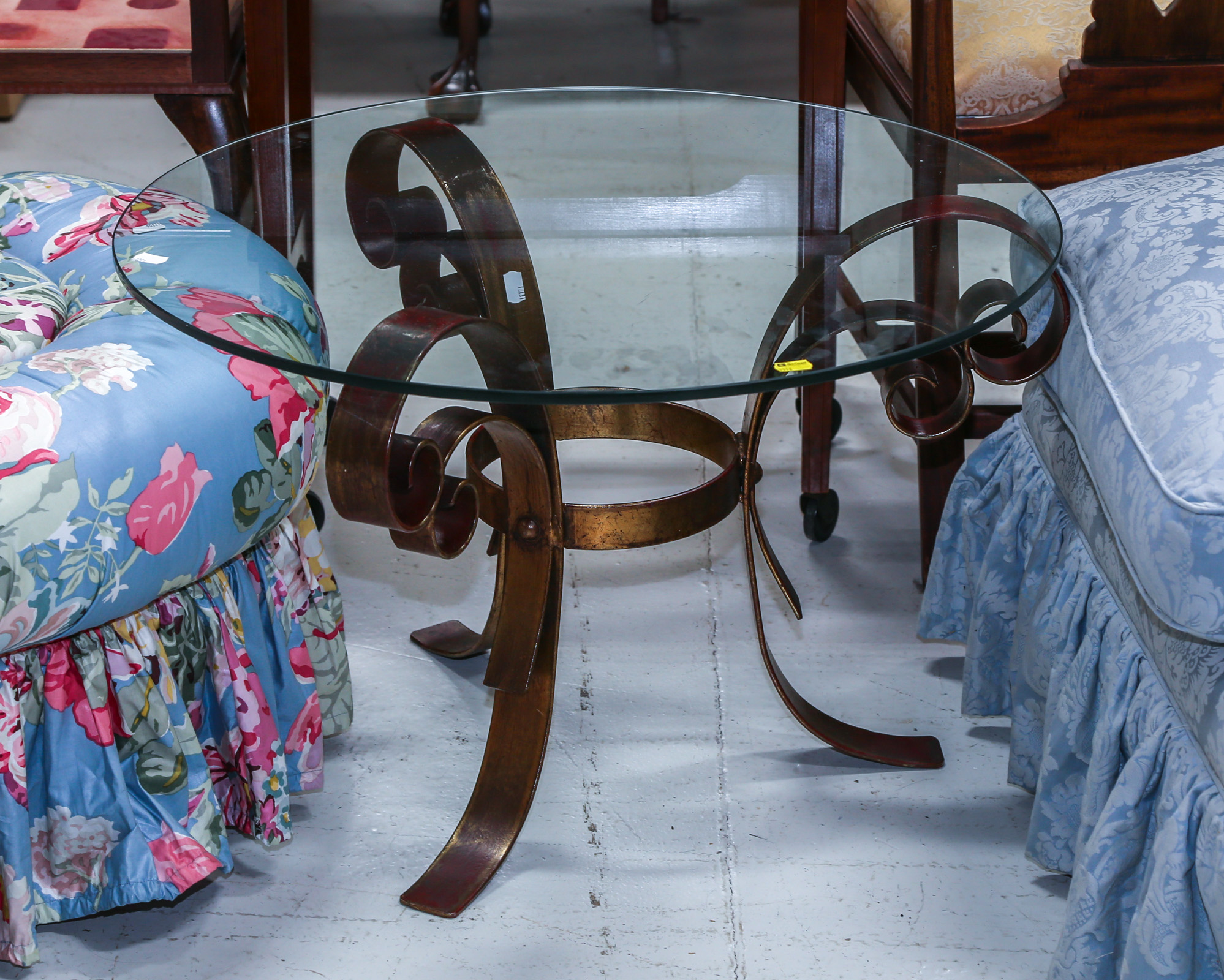 WROUGHT IRON & GLASS COFFEE TABLE