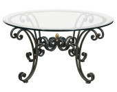 WROUGHT IRON GLASS TOP ROUND C