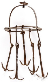 WROUGHT IRON HANGING MEAT RACK