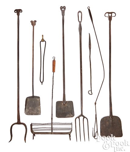 WROUGHT IRON HEARTH EQUIPMENT, 19TH