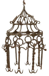 WROUGHT IRON HEARTH-HANGING BU