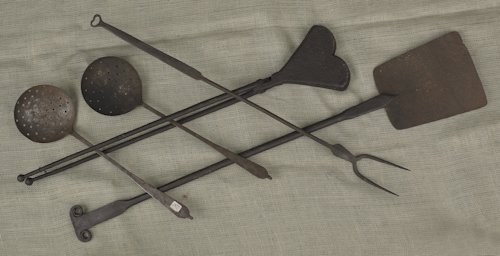 Wrought iron hearth tools to