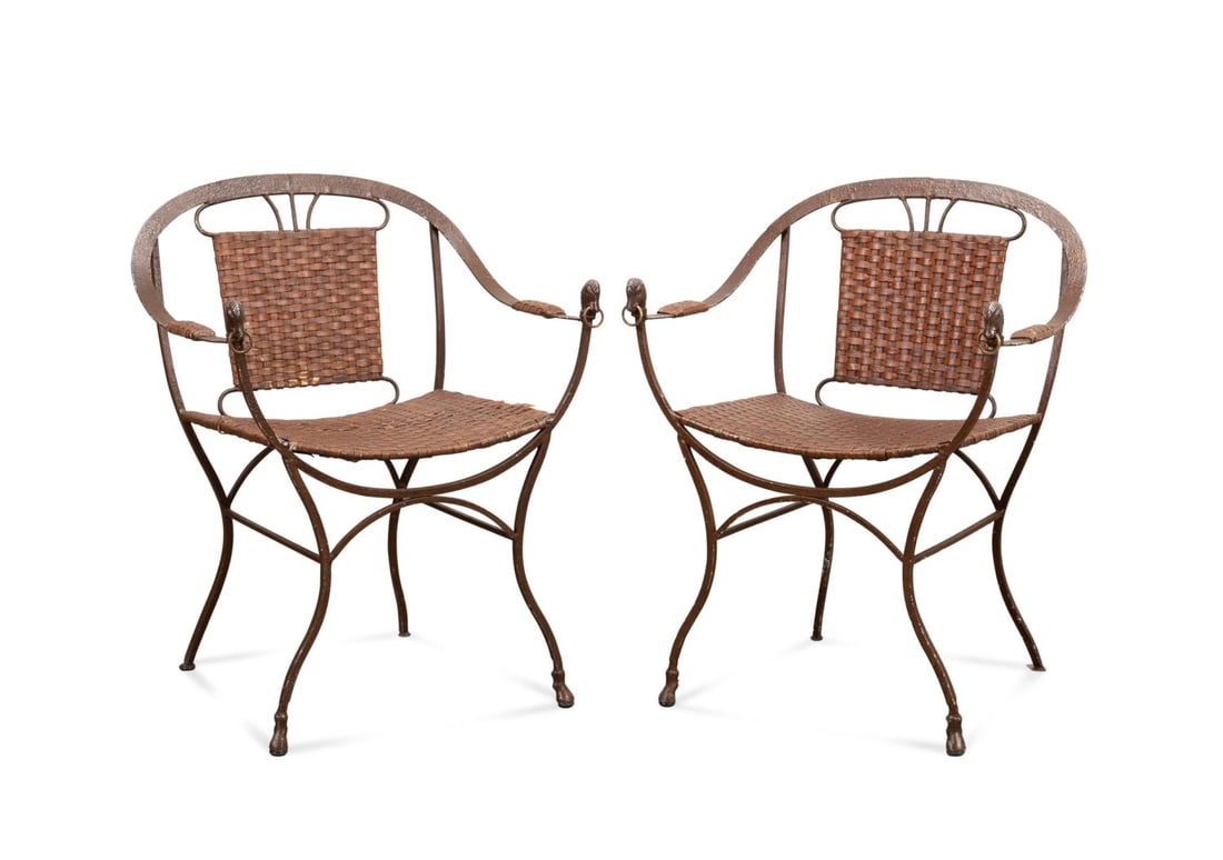 WROUGHT IRON & LEATHER HORSESHOE