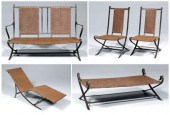 Wrought iron, leather patio fu