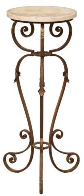 WROUGHT IRON MARBLE-TOP ACCENT