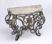 WROUGHT IRON MARBLE TOP FOYER